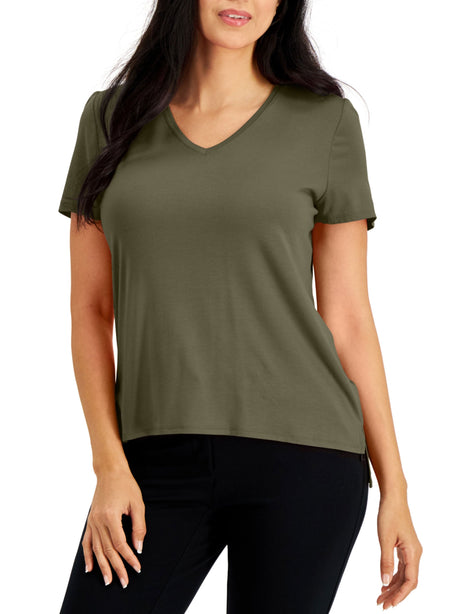 Image for Women's Plain Solid Top,Dark Olive