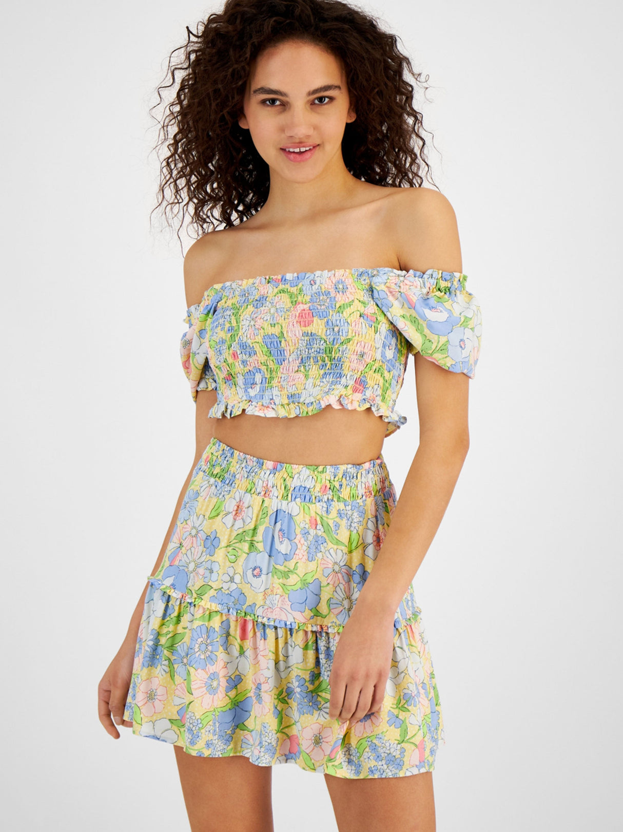 Image for Women's Floral Off Shoulder Crop Top,Multi