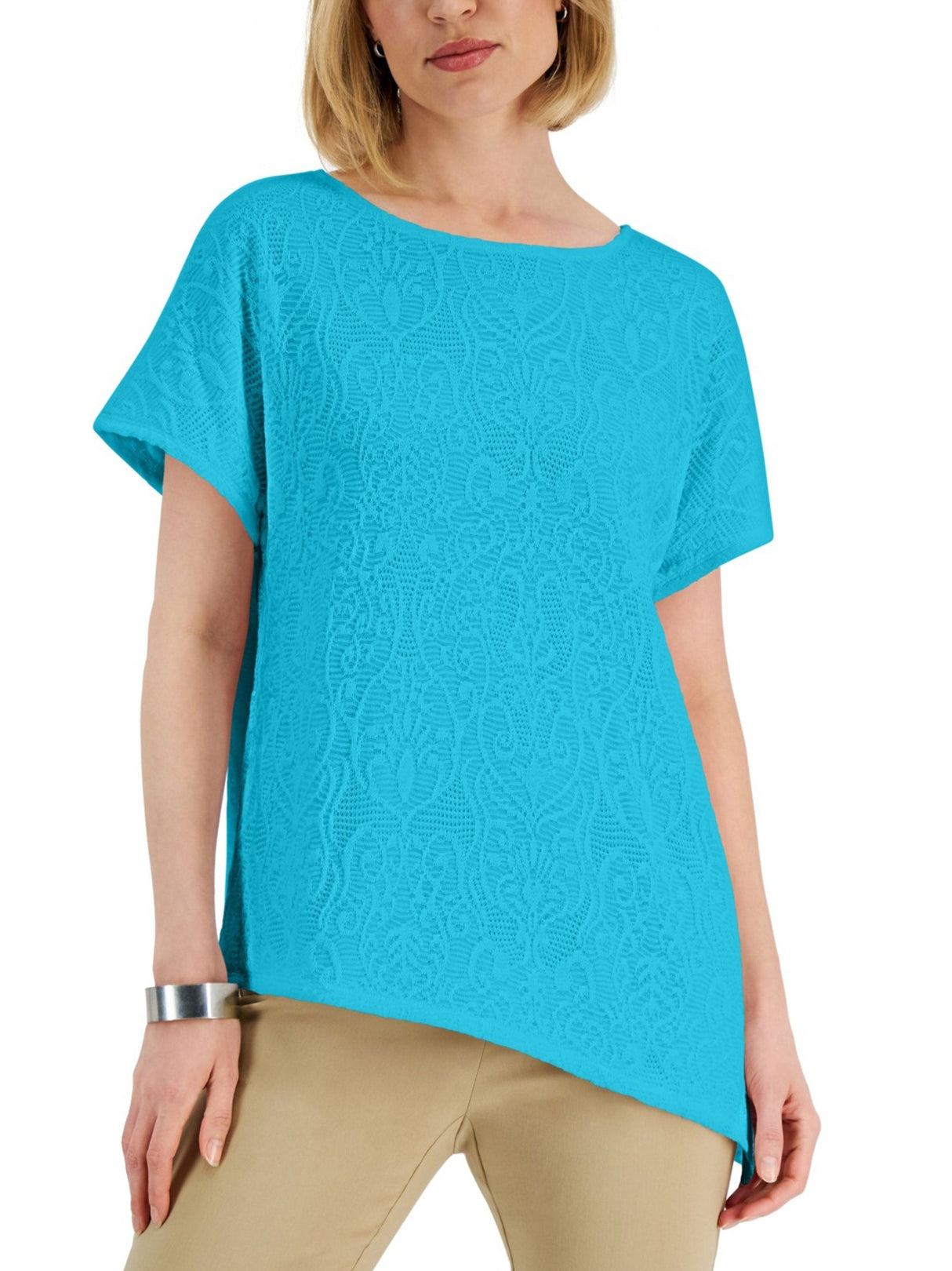 Image for Women's Ribbed Short Sleeve,Light Blue