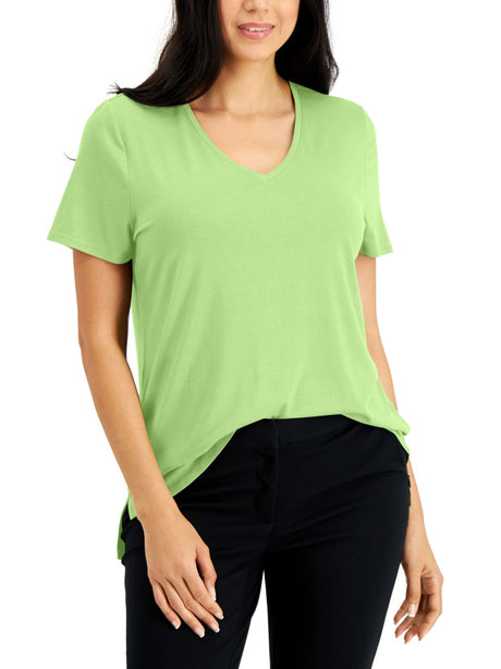 Image for Women's Plain Solid Short Sleeve Top,Neon Green