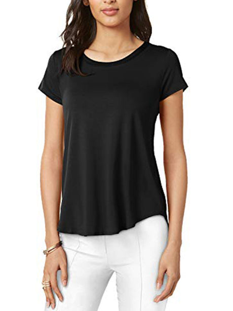 Image for Women's Plain Solid Casual Top,Black