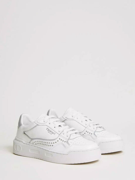 Image for Women's Leather with micro studs shoes,White