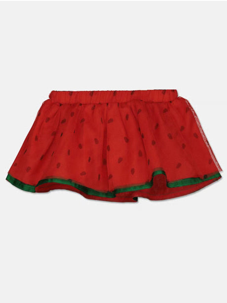 Image for Kids Girl Dotted Graphic Print Mesh Tutu Skirt,Red