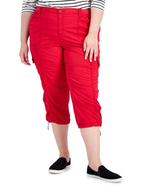 Image for Women's Plain Solid Crop Pant,Red
