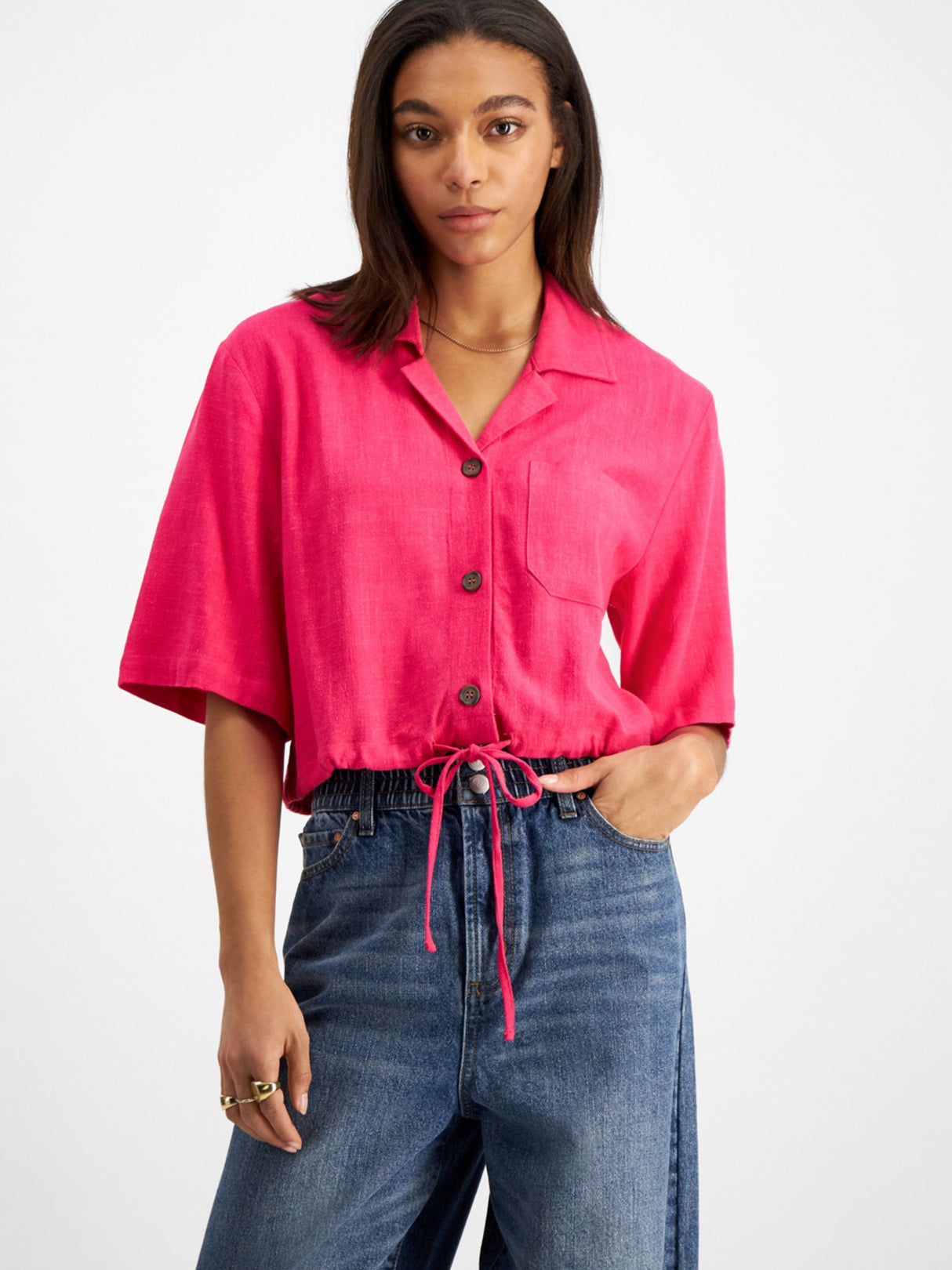 Image for Women's Plain Solid with 1 Pocket Top,Fushia