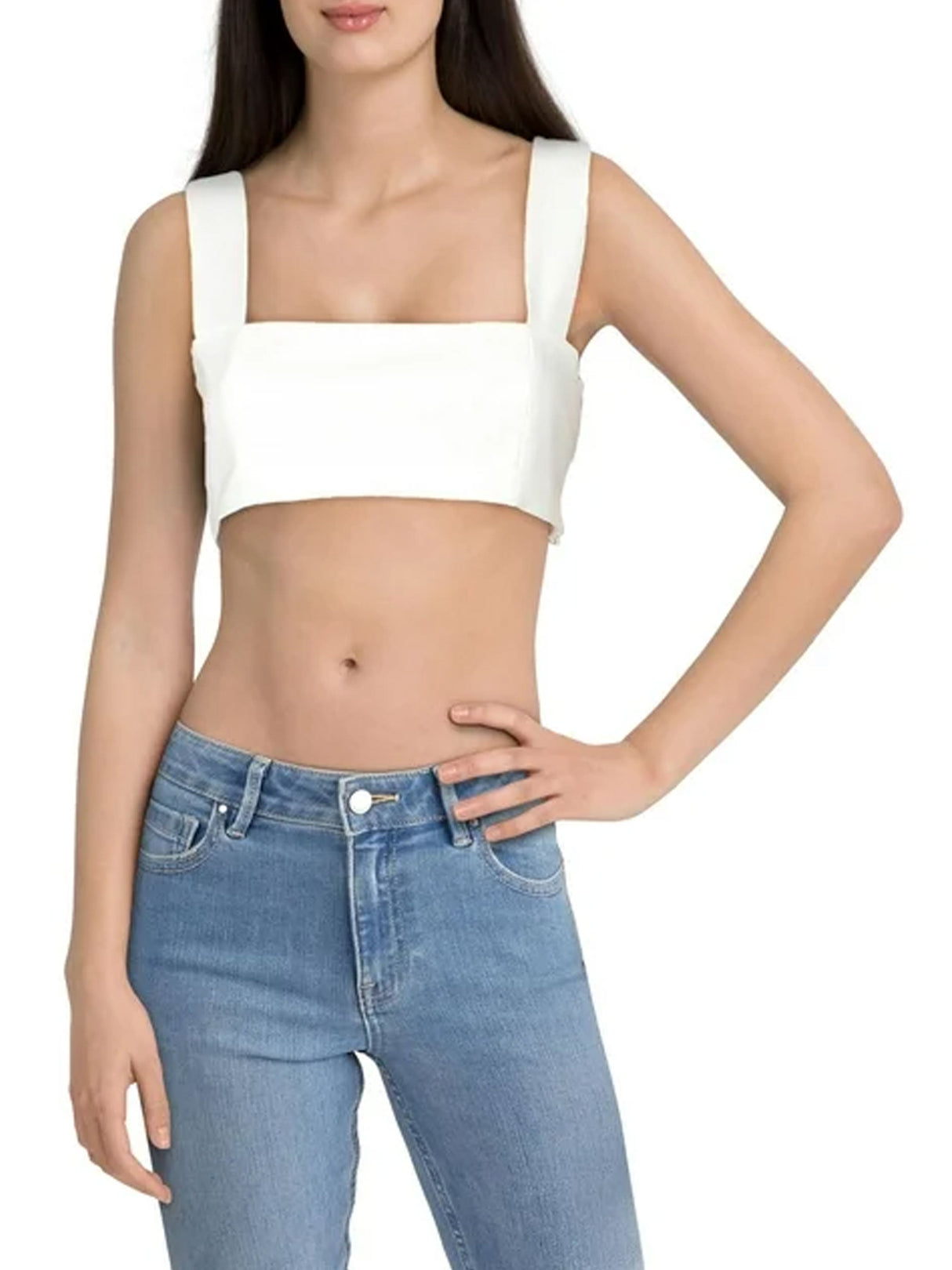 Image for Women's Plain Solid Crop Top,White