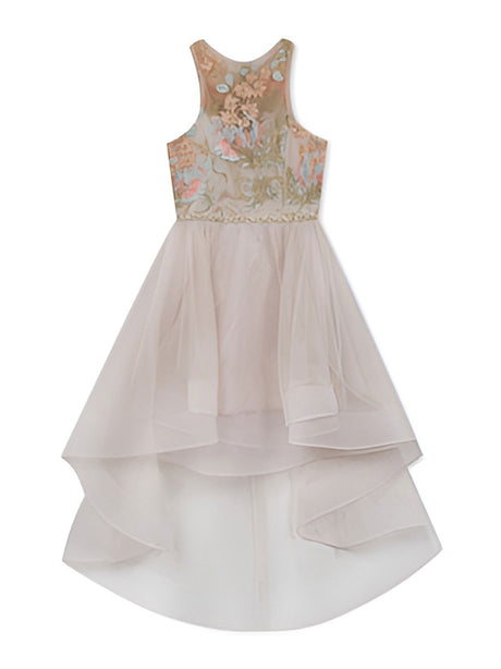 Image for Kids Girl Floral Embroidered Sleeveless Dress,Beige