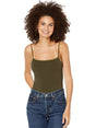 Image for Women's Striped Sleeveless Bodysuit Top,Olive