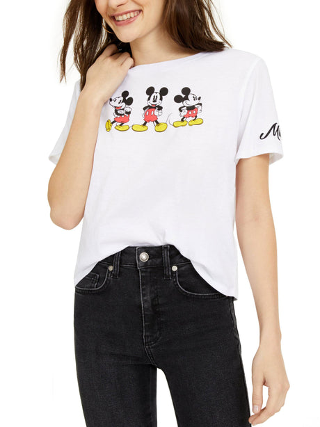 Image for Women's Mickey Mouse Graphic Print Casual Top,White