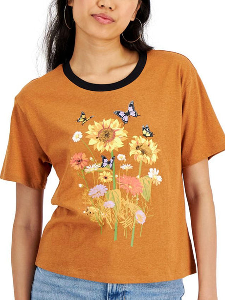 Image for Women's Graphic Printed Casual Top,Orange