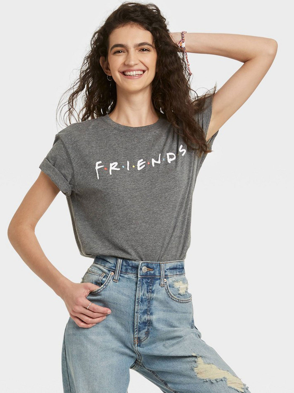 Image for Women's Brand Logo Printed Short Sleeve Top,Grey