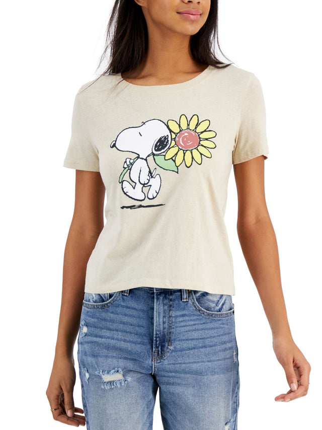 Image for Women's Graphic Printed Short Sleeve Top,Beige