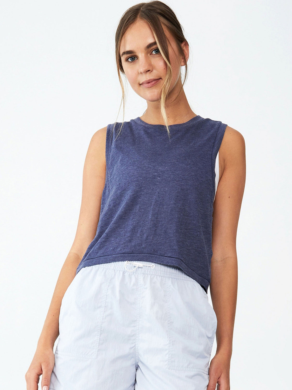 Image for Women's Textured Sleeveless Top,Navy