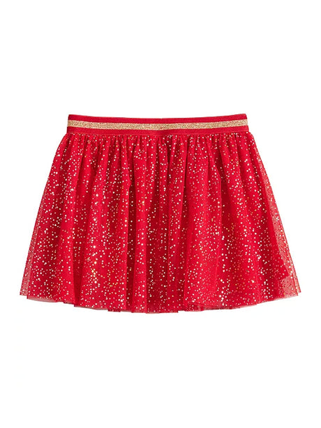 Image for Kids Girl Dotted Small Sparkly Mesh Tutu Skirt,Red
