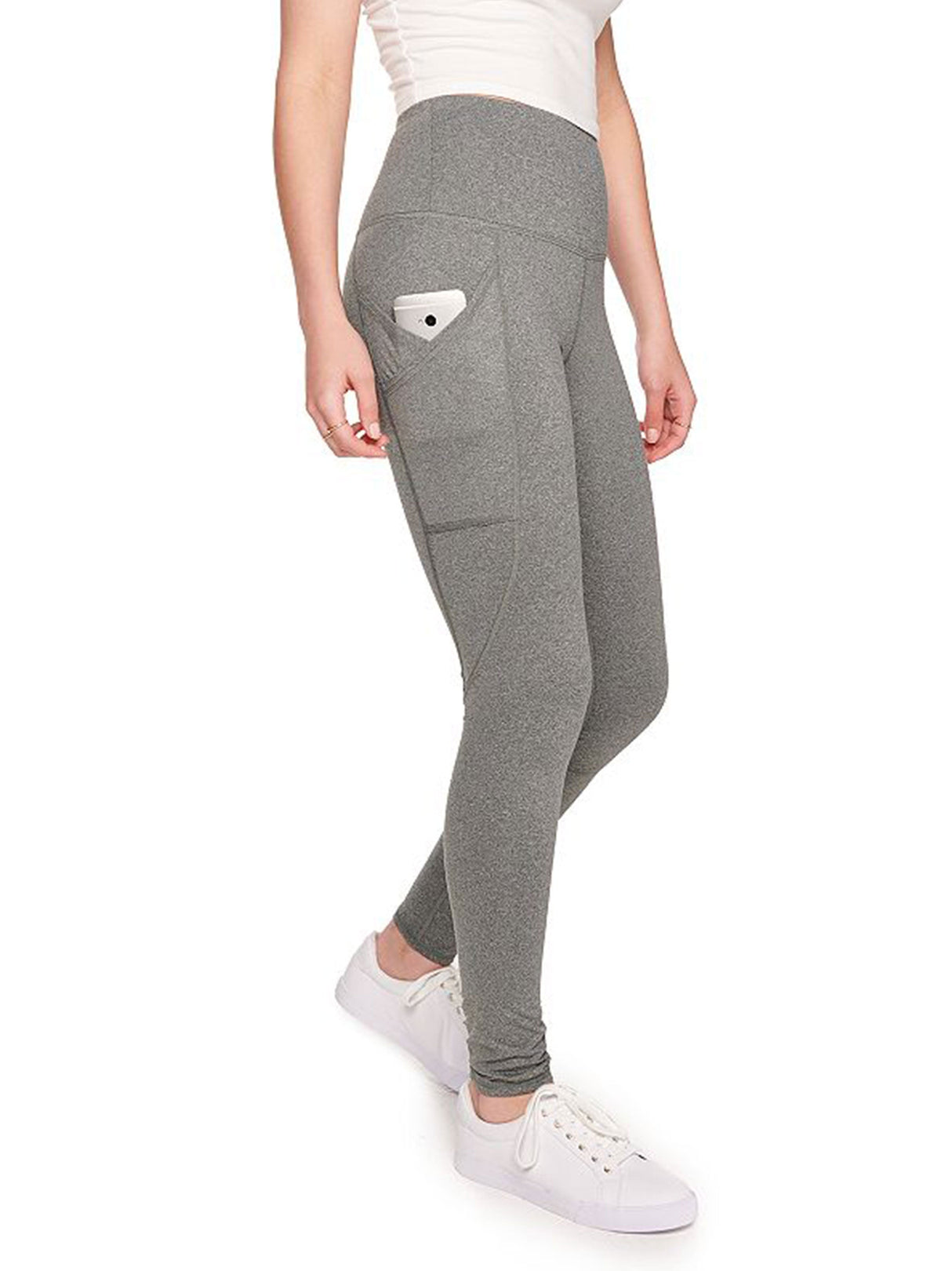 Image for Women's Elastic Waistband Textured Leggings,Grey