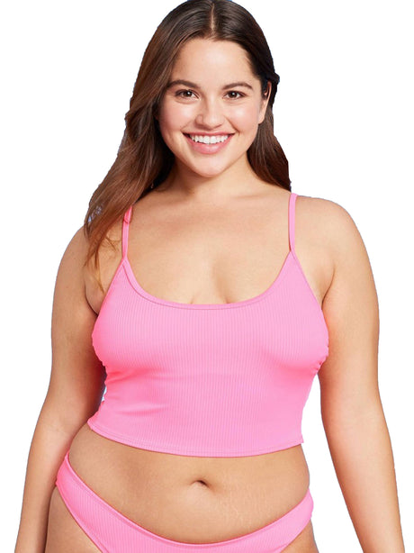 Image for Women's Ribbed Bikini Top,Pink