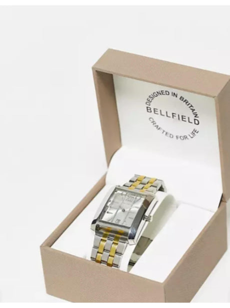 Image for Bellfield Link Strap Watch With Square Dial-In Silver & Gold