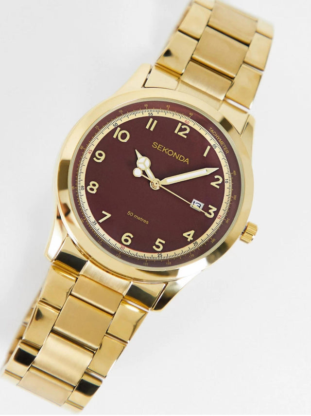 Image for Women'S Bracelet Watch With Red Dial In Gold