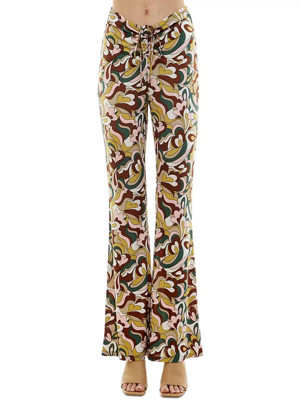 Image for Women's Derek Hearts Patterned Flare Leg Pant,Multi