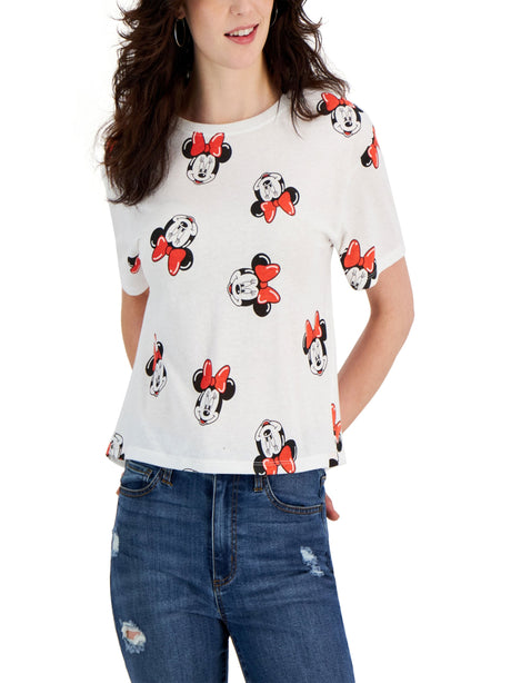 Image for Women's Minnie Print Cropped T-Shirt,White