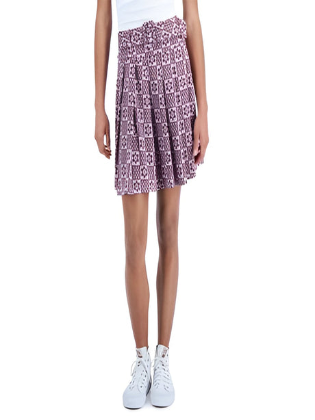 Image for Women's Belted Printed Pleated Skirt,Purple