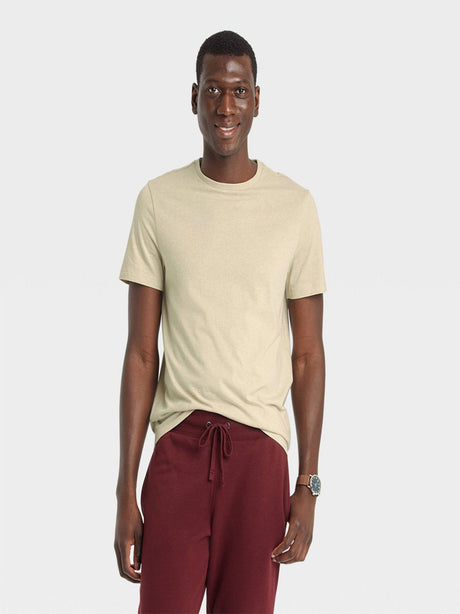 Image for Men's Plain Solid T-Shirt,Beige
