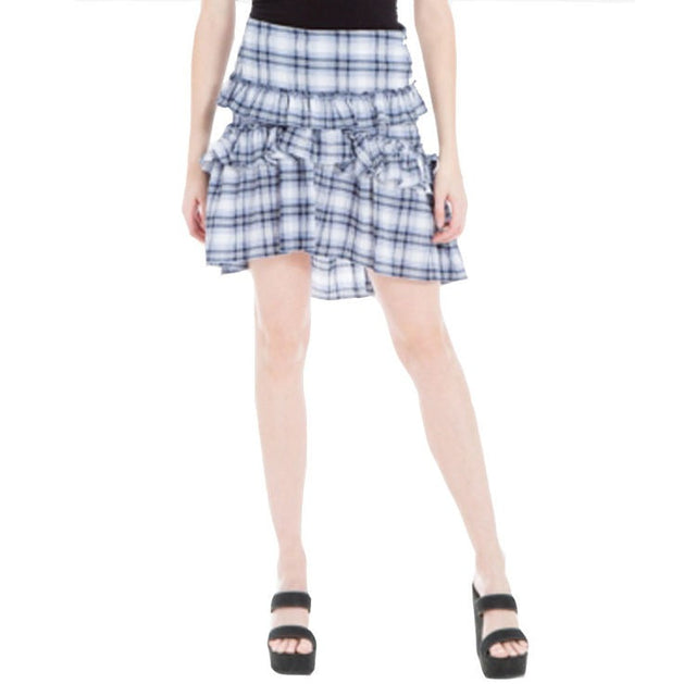 Image for Women's Ruffled Plaid A-Line Skirt,Blue