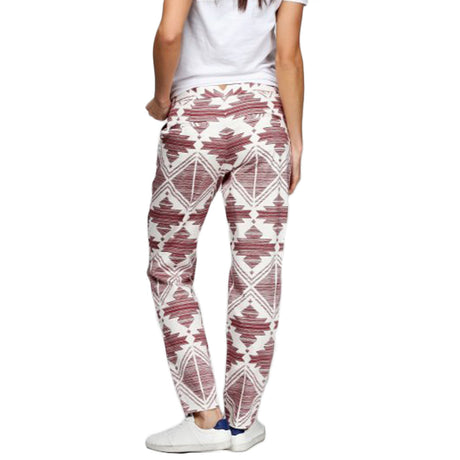 Women's Printed Pant,White/Burgundy