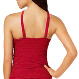 Women's Sea Crochet High-Neck Tankini Top,Burgundy