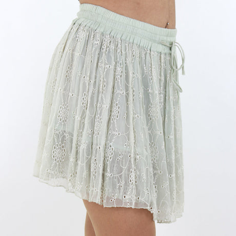 Women's Embroidered Ruffle Skirt,Light Green