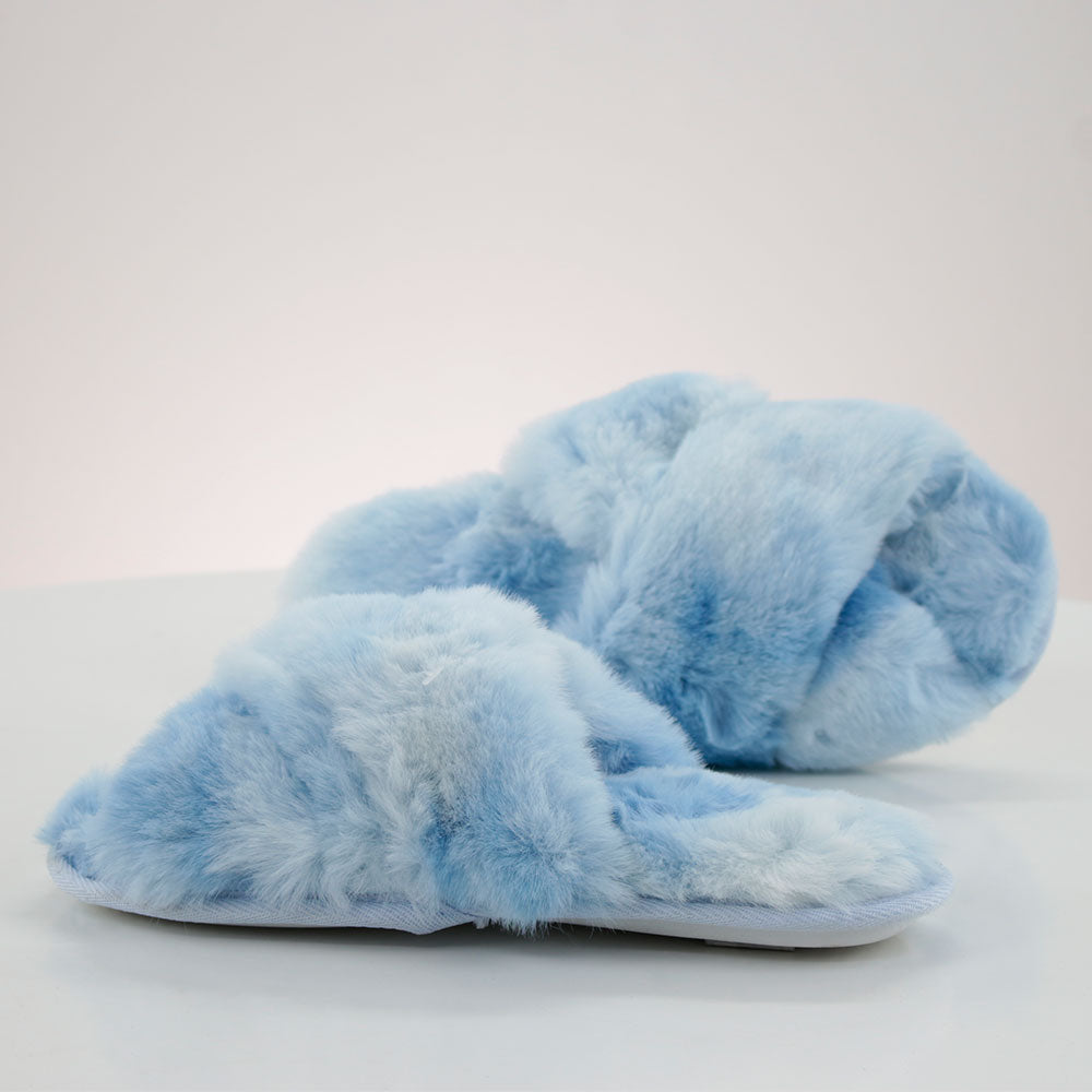 Image for Women's Faux Fur Washed Slippers,Blue