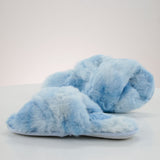 Image for Women's Faux Fur Washed Slippers,Blue