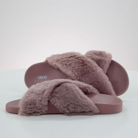 Image for Women's Faux Fur Slippers,RoseWood