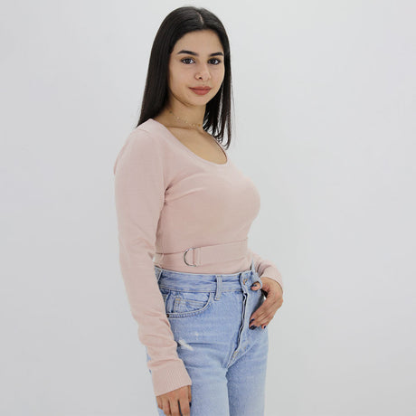 Image for Women's Plain With Belt BodySuit,Pink