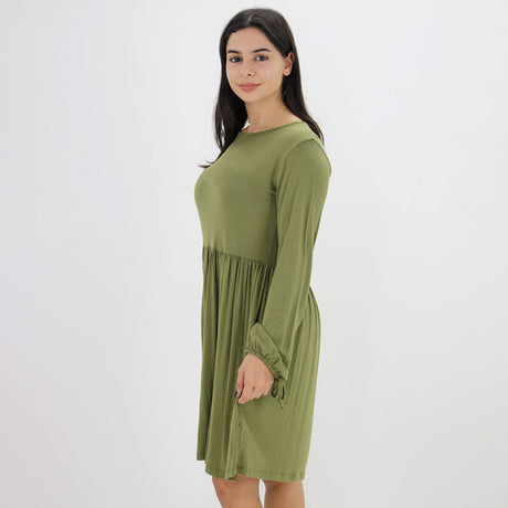 Image for Women's Plain Flare Regular Fit Dress,Olive