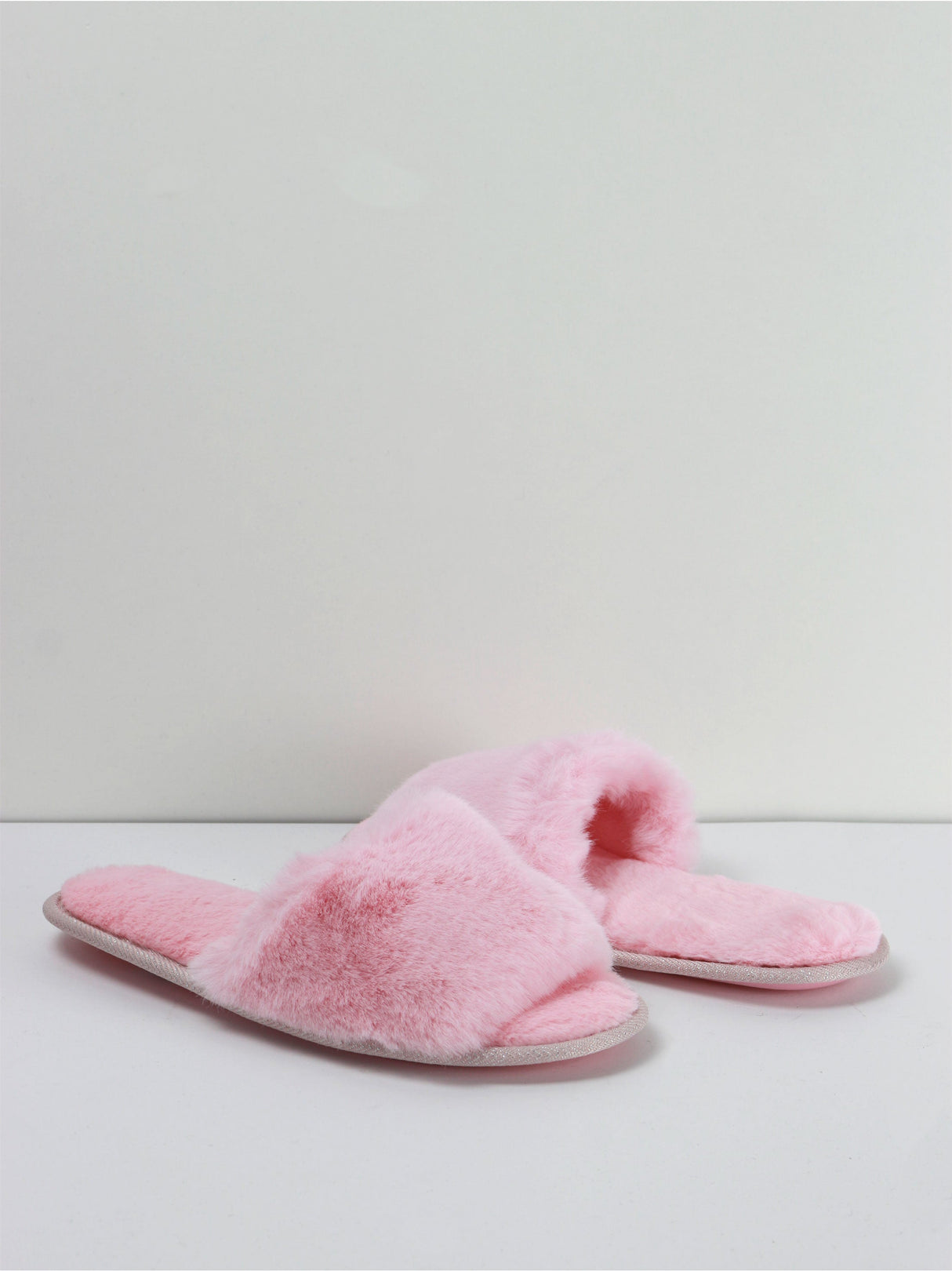 Image for Women's Faux Fur Slip-On Slippers,Pink