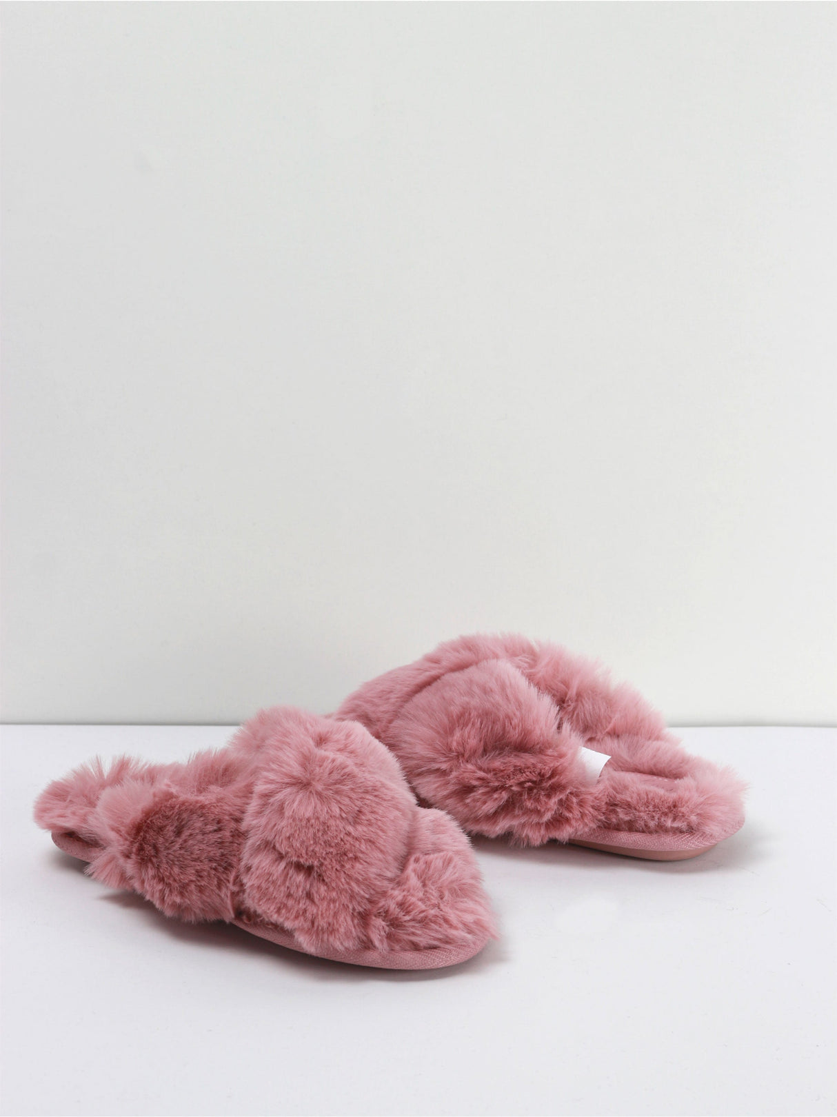 Image for Kids Girl Crossband Fur Slippers,Pink