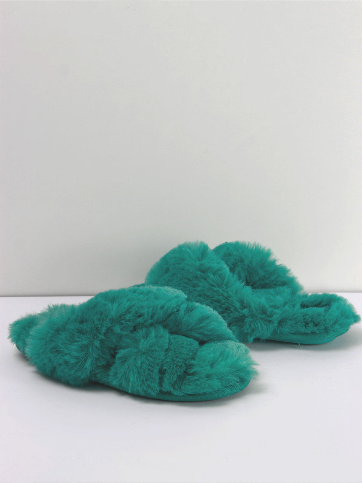 Image for Kids Girl Brooklyn Crossband Fur Slippers,Green