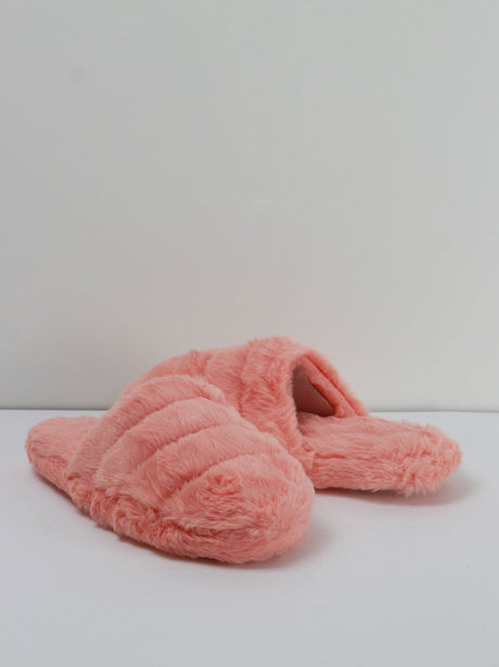 Image for Women's Faux Fur Slip-On Slippers,Salmon