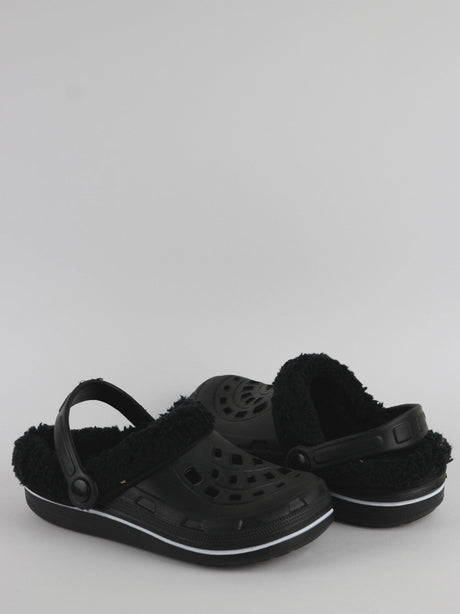 Kids Boy Faux Fur Unisex Crocs,Black