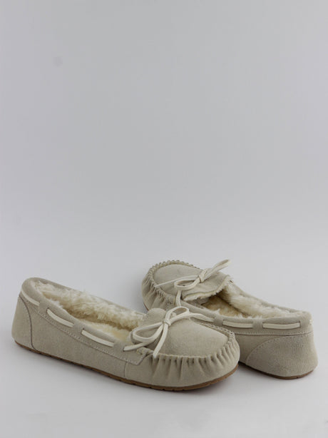 Women's Slip-On Suede Fabric Slippers,Greige