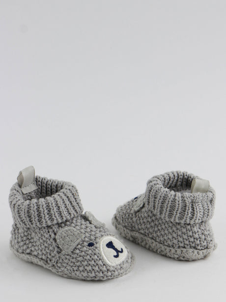 Kids Boy Knitted Bear Slippers,Grey