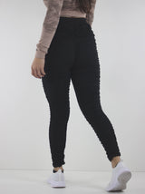 Women's Smocket Crochet Legging,Black