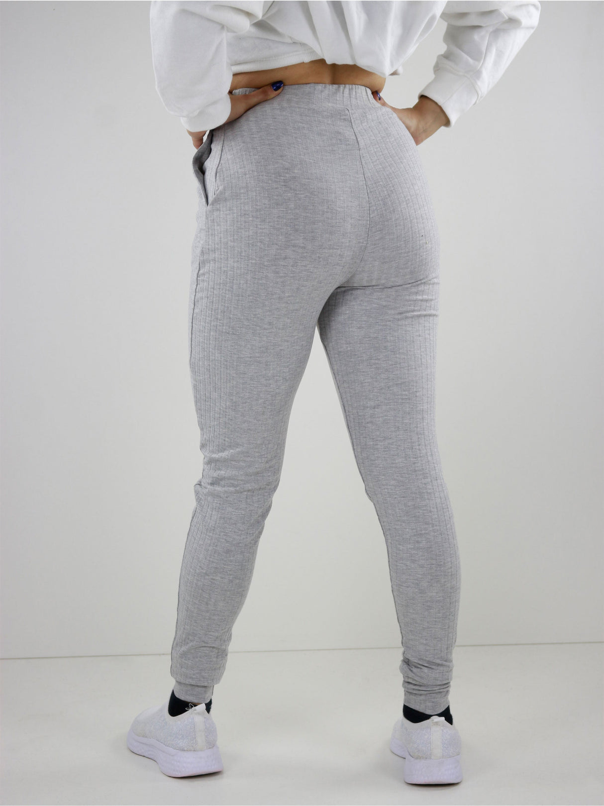 Women's Ribbed Sport Bottom,Grey