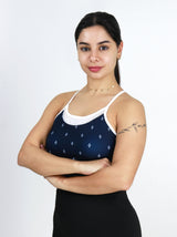 Image for Women's Sleeveless Printed Sport Bra,Navy