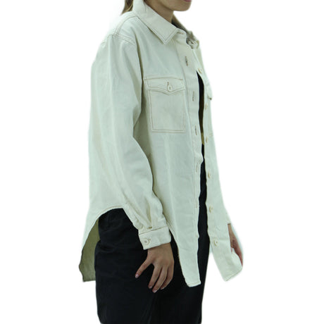 Women's Asymmetric Denim Jacket,Off White