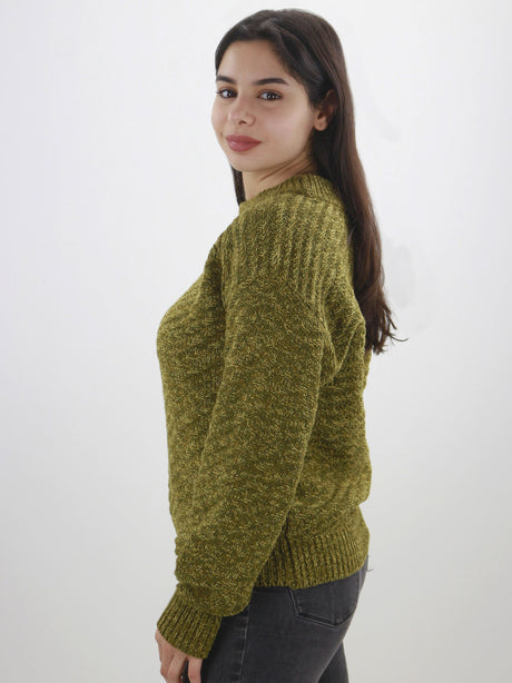 Women's Ribbed Textured Sweaters,Olive