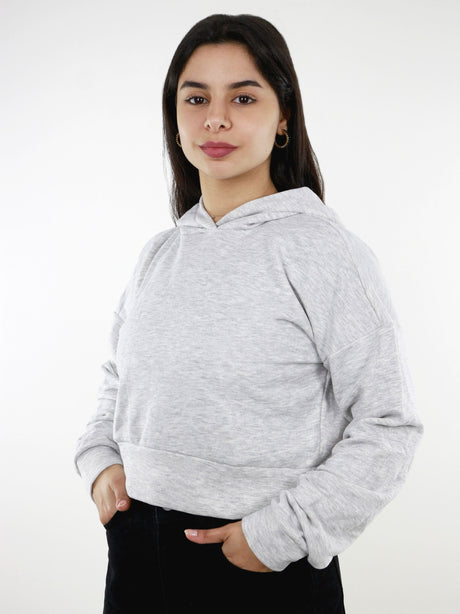 Women's Plain Solid Crop Sweaters,Grey