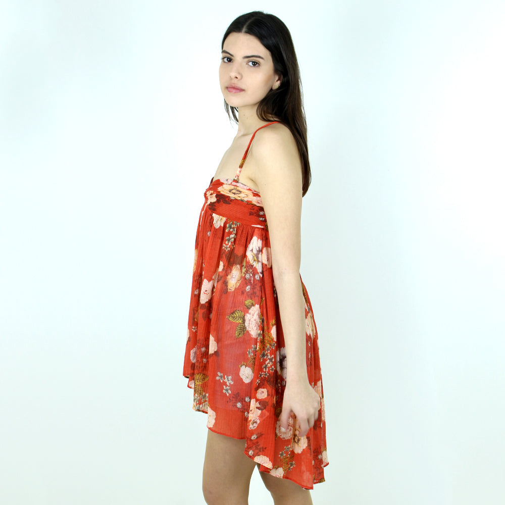 Women's Floral Print Casual Top,Orange