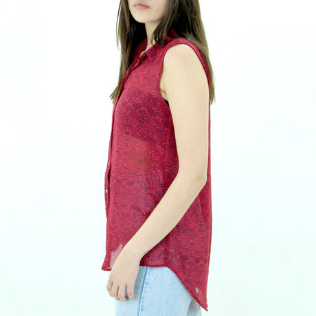 Women's Printed Chiffon Top,Red